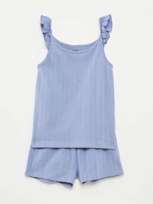 Pijama corto de tirantes con volantes + short - 2 piezas - Kiabi