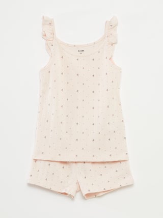 Pijama corto de tirantes con volantes + short - 2 piezas