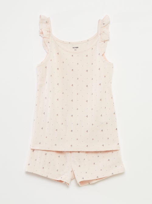 Pijama corto de tirantes con volantes + short - 2 piezas - Kiabi