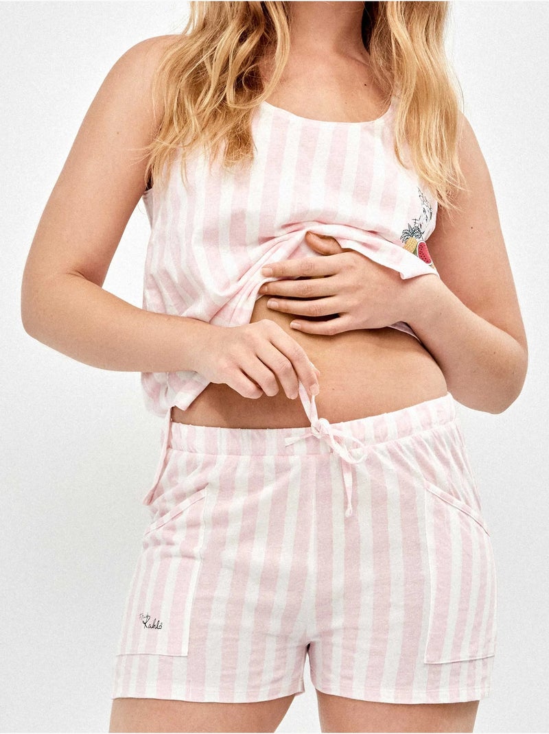 Pijama corto de tirantes frida kahlo de rayas en 100% algodón Multicolor - Kiabi