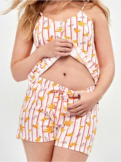 Pijama corto de tirantes frida kahlo estampado 100% algodón - Kiabi Pijama corto de tirantes frida kahlo estampado 100% algodón - Kiabi