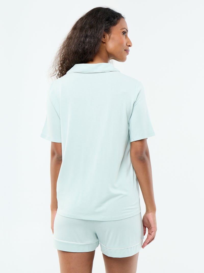Pijama corto de viscosa jaspeada - 2 piezas Azul - Kiabi