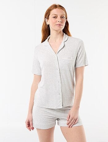 Pijama corto de viscosa jaspeada - 2 piezas