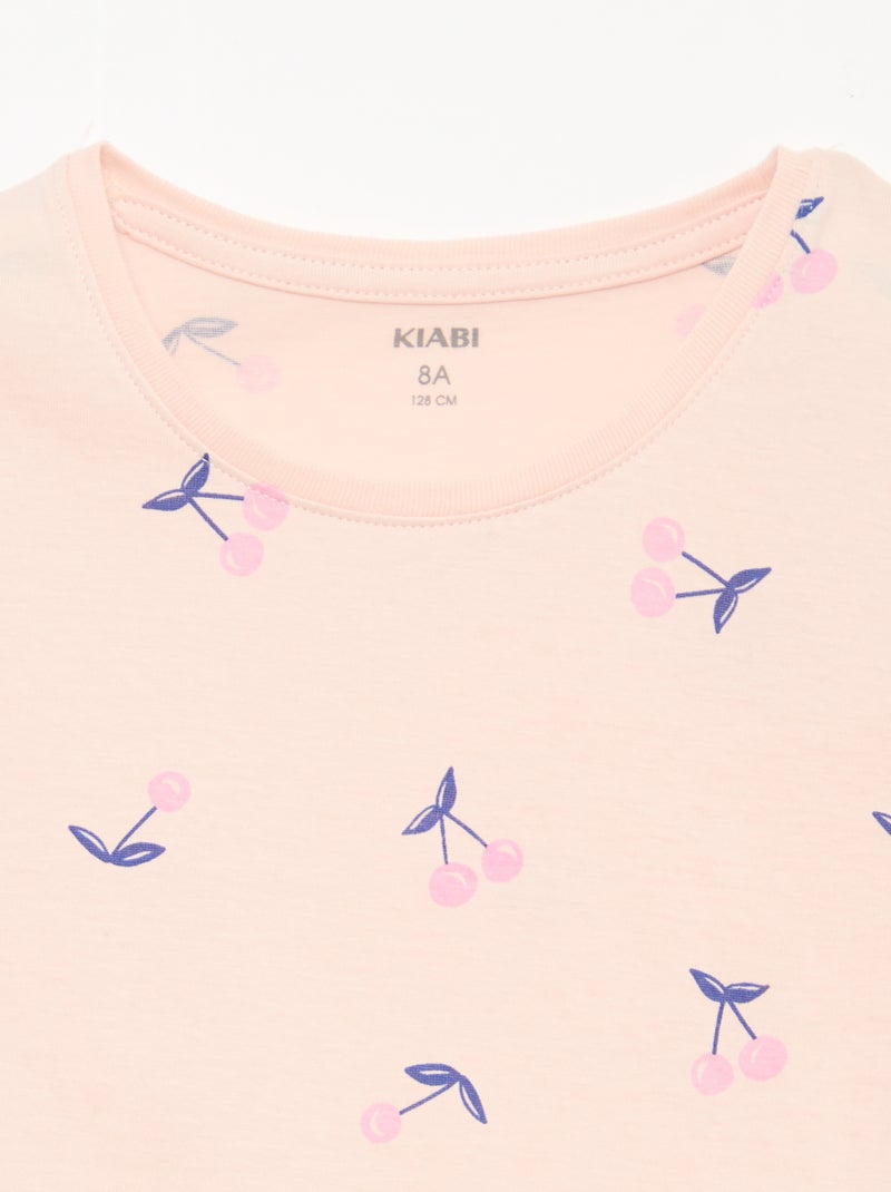 Pijama corto estampado - 2 piezas Rosa - Kiabi