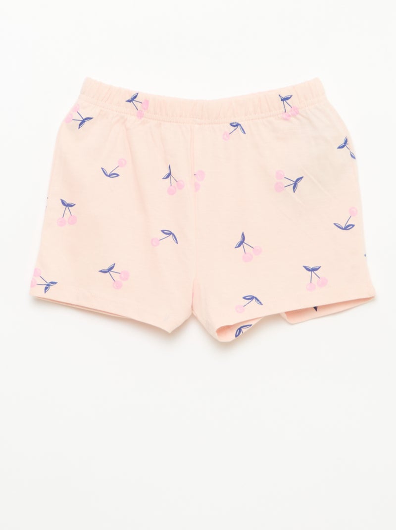 Pijama corto estampado - 2 piezas Rosa - Kiabi
