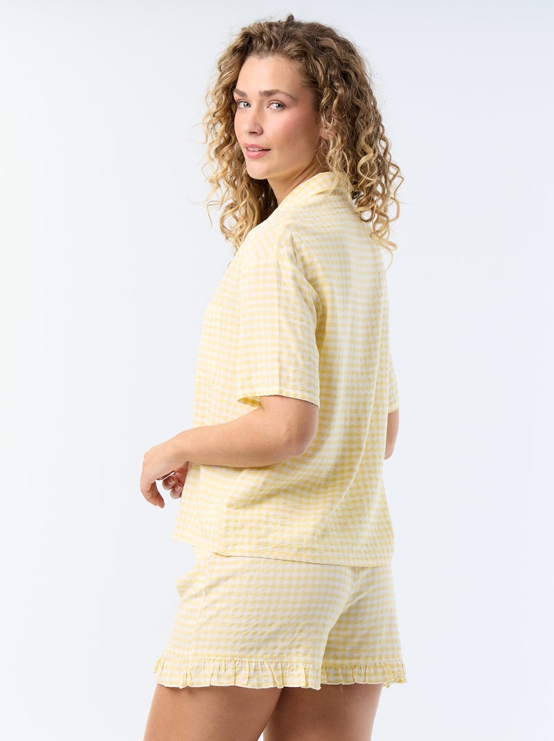 Pijama corto estampado de voile de algodón - 2 piezas Amarillo - Kiabi