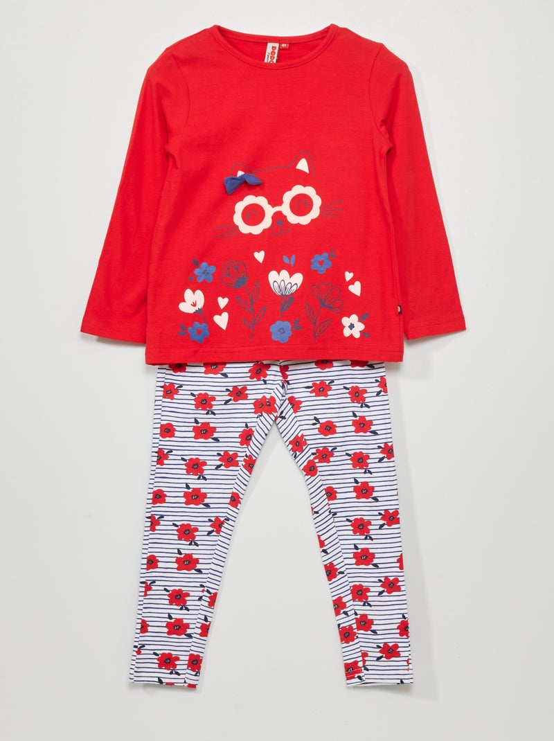 Pijama corto 'gato' - 2 piezas ROJO - Kiabi