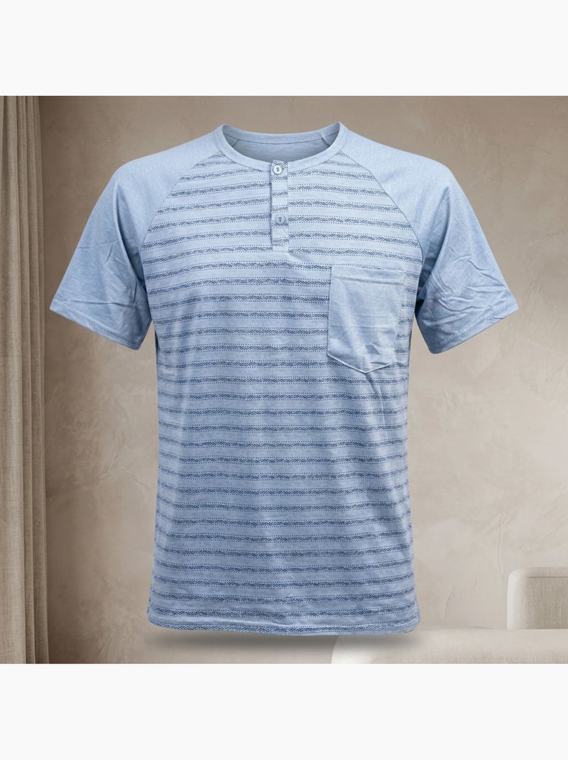 Pijama Corto Hombre Algodón OZABI Azul - Kiabi