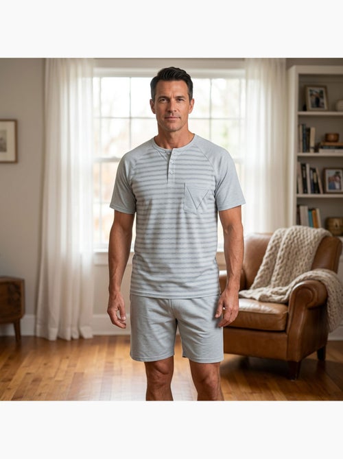 Pijama Corto Hombre Algodón OZABI - Kiabi Pijama Corto Hombre Algodón OZABI - Kiabi
