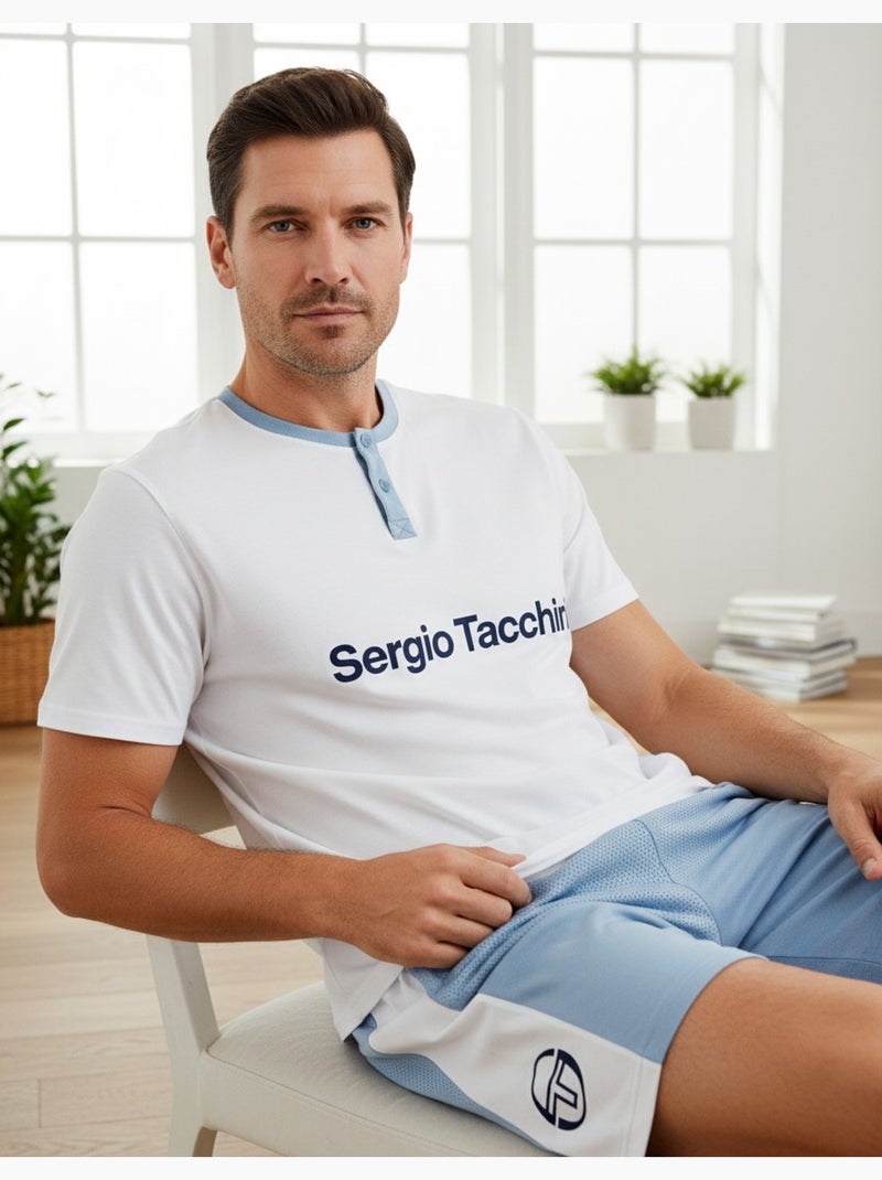 Pijama Corto Hombre SERGIO TACCHINI Blanco/Azul cielo - Kiabi