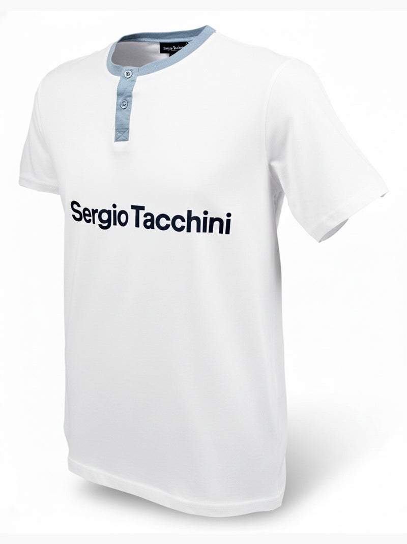 Pijama Corto Hombre SERGIO TACCHINI Blanco/Azul cielo - Kiabi