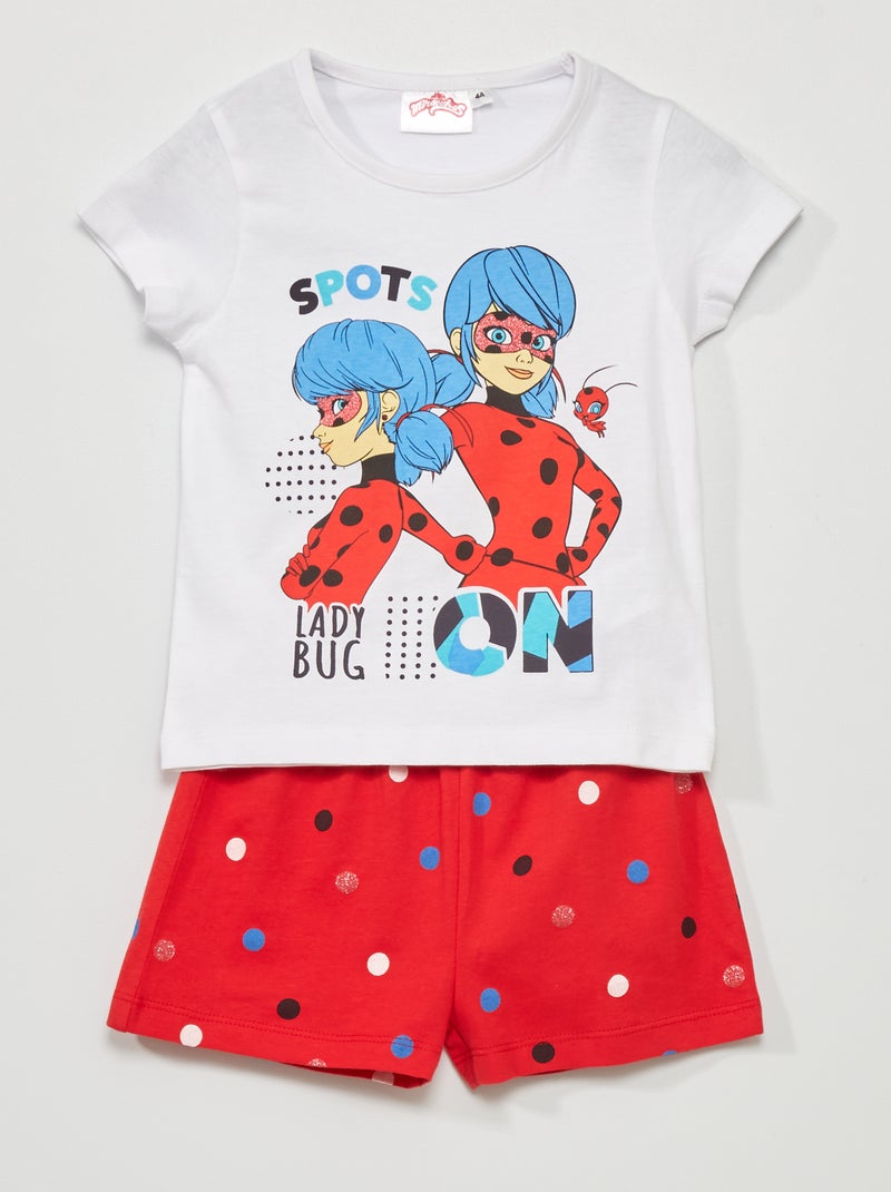 Pijama corto 'Ladybug' - 2 piezas blanco/rojo - Kiabi