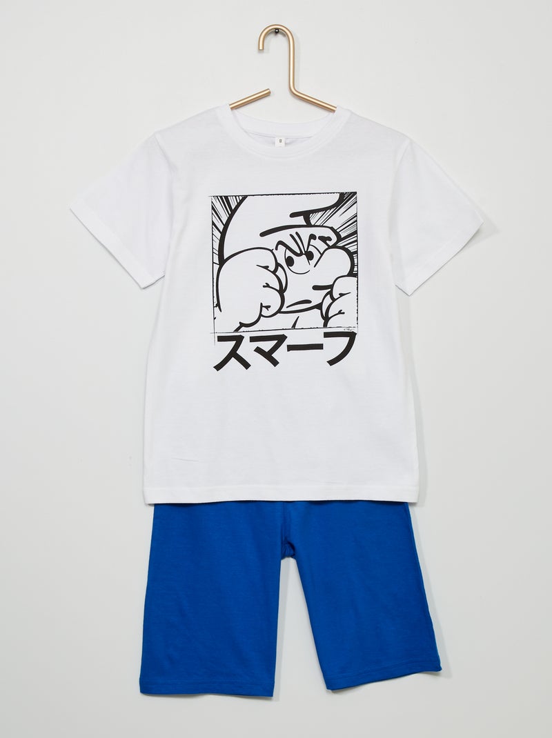 Pijama corto 'Los Pitufos' blanco/azul - Kiabi