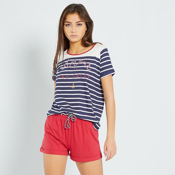 Pijama Corto Manga Mujer Marinero - Moda y Pijamas
