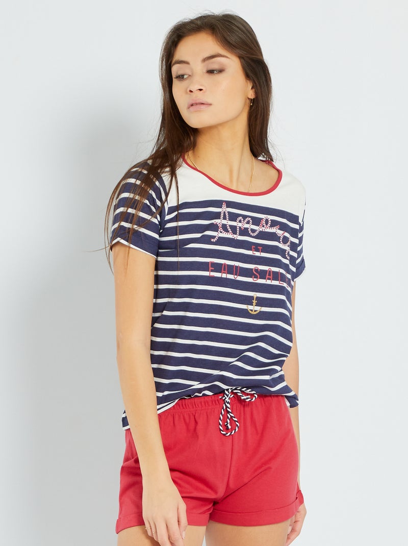 Pijama corto marinero ROJO - Kiabi
