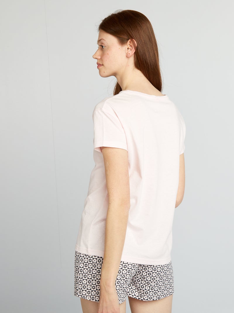 Pijama corto mensaje 'self love' - 2 piezas ROSA - Kiabi