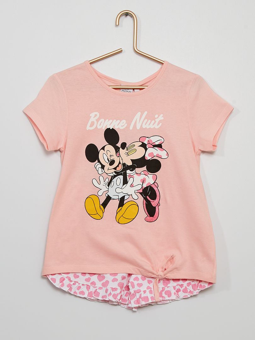 Pijama corto 'Mickey y Minnie' rosa/blanco - Kiabi