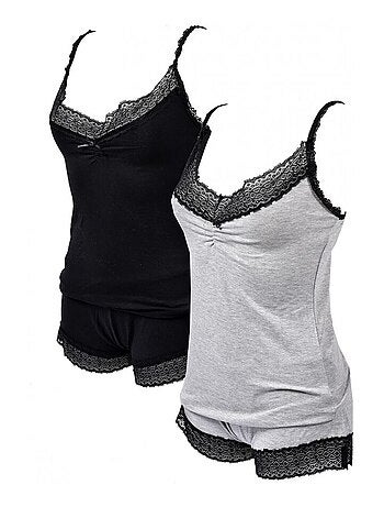 Pijama Corto Mujer TWINDAY en Algodón - Pack de 2