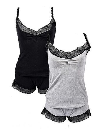 Pijama Corto Mujer TWINDAY en Algodón - Pack de 2