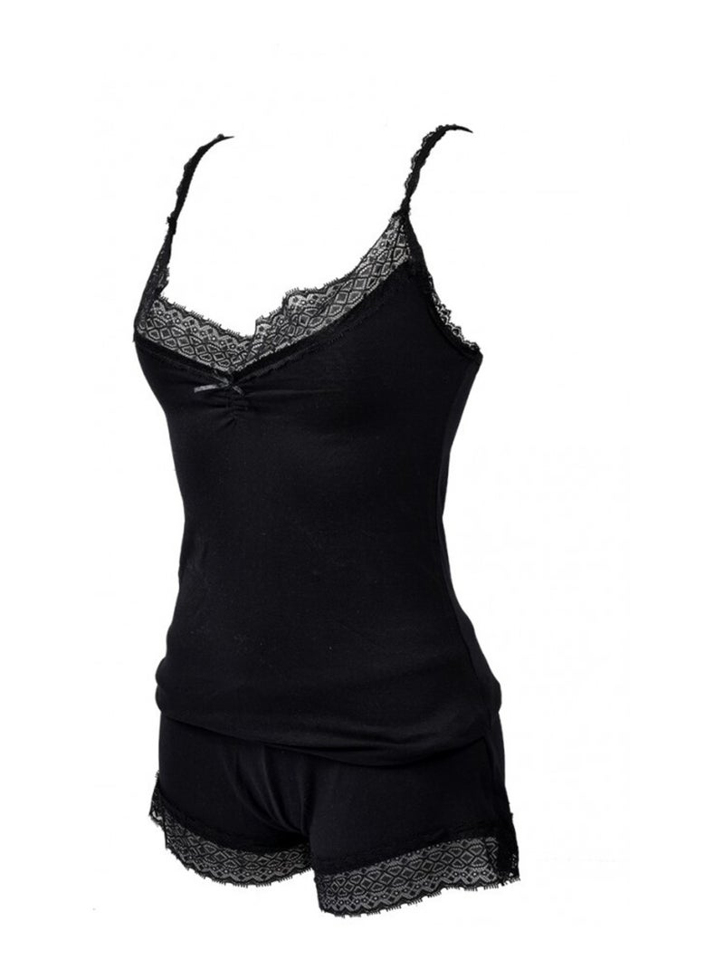Pijama Corto Mujer TWINDAY en Algodón - Pack de 2 Negro Gris - Kiabi
