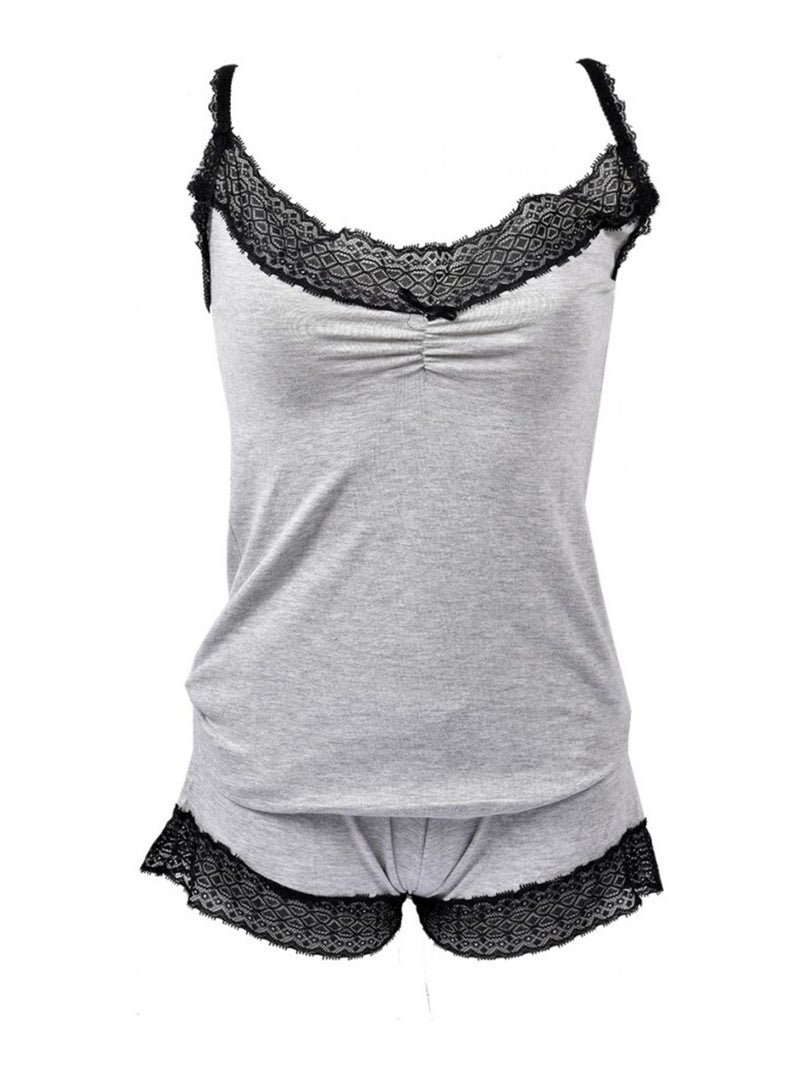 Pijama Corto Mujer TWINDAY en Algodón Gris - Kiabi