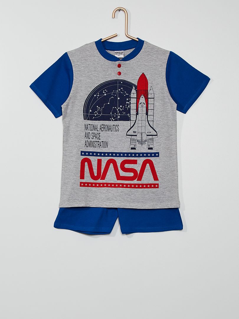 Pijama corto 'NASA' gris/azul - Kiabi