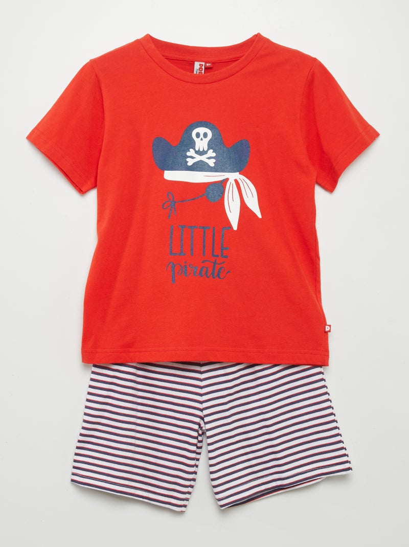 Pijama corto 'pirata' short + camiseta - 2 piezas ROJO - Kiabi