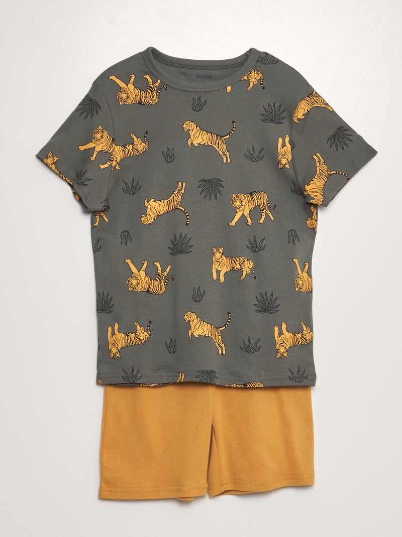 Pijama corto short + camiseta - 2 piezas GRIS - Kiabi
