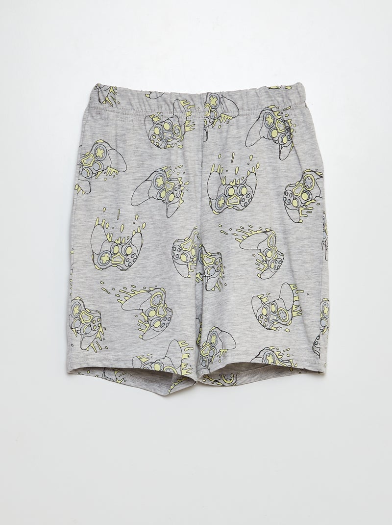 Pijama corto short + camiseta - 2 piezas GRIS - Kiabi