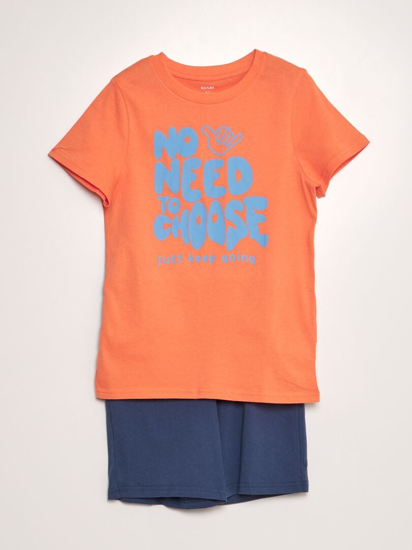 Pijama corto short + camiseta - 2 piezas NARANJA - Kiabi