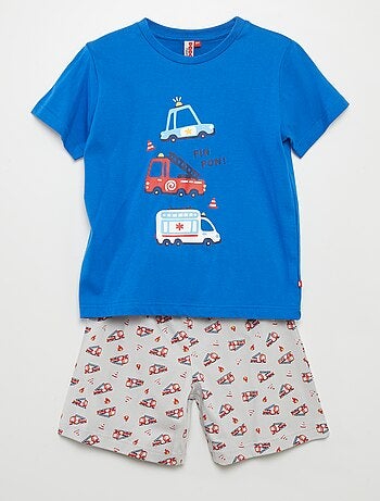 Pijama corto short + camiseta 'bomberos' - 2 piezas