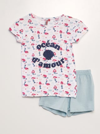Pijama corto short + camiseta 'caballito de mar' - 2 piezas