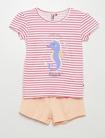 Pijama corto short + camiseta 'caballito de mar' - 2 piezas