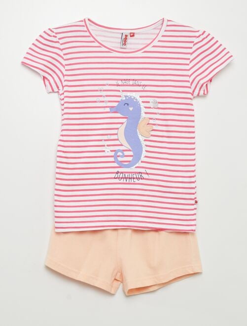 Pijama corto short + camiseta 'caballito de mar' - 2 piezas - Kiabi