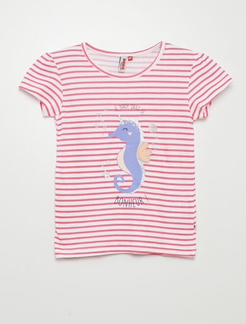 Pijama corto short + camiseta 'caballito de mar' - 2 piezas - Kiabi