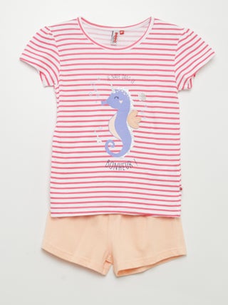 Pijama corto short + camiseta 'caballito de mar' - 2 piezas