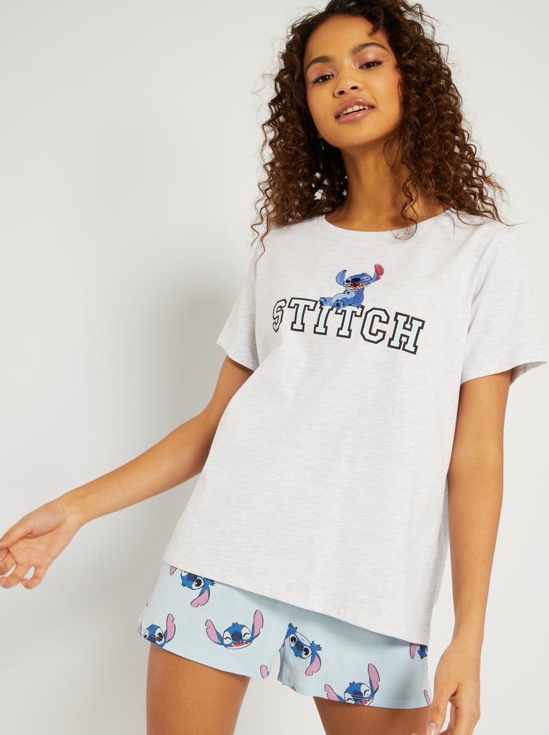 Pijama corto 'Stitch' - 2 piezas gris/azul - Kiabi