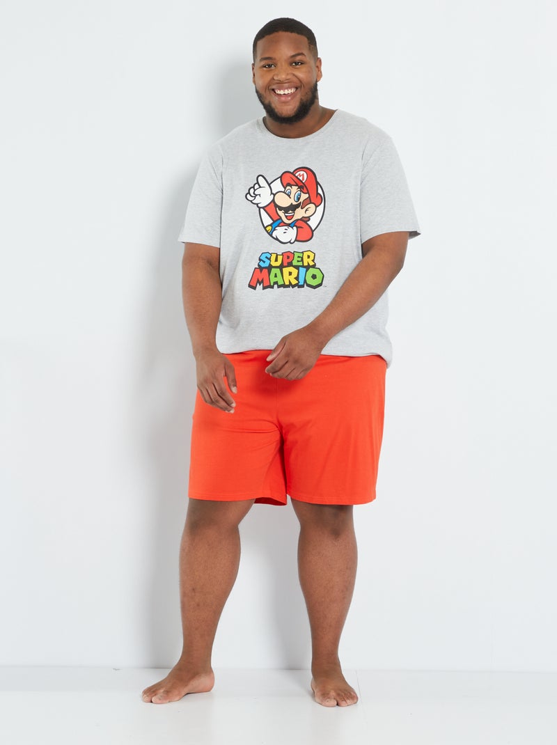 Pijama corto 'Super Mario' 2 piezas gris/rojo - Kiabi