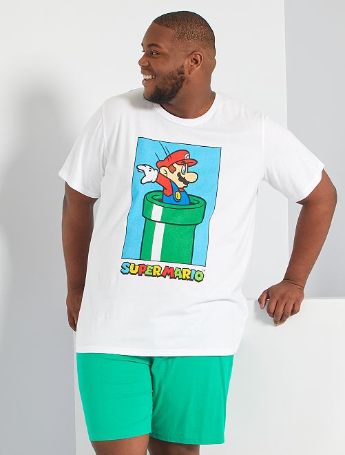 Pijama corto 'Super Mario'                             blanco/verde 
