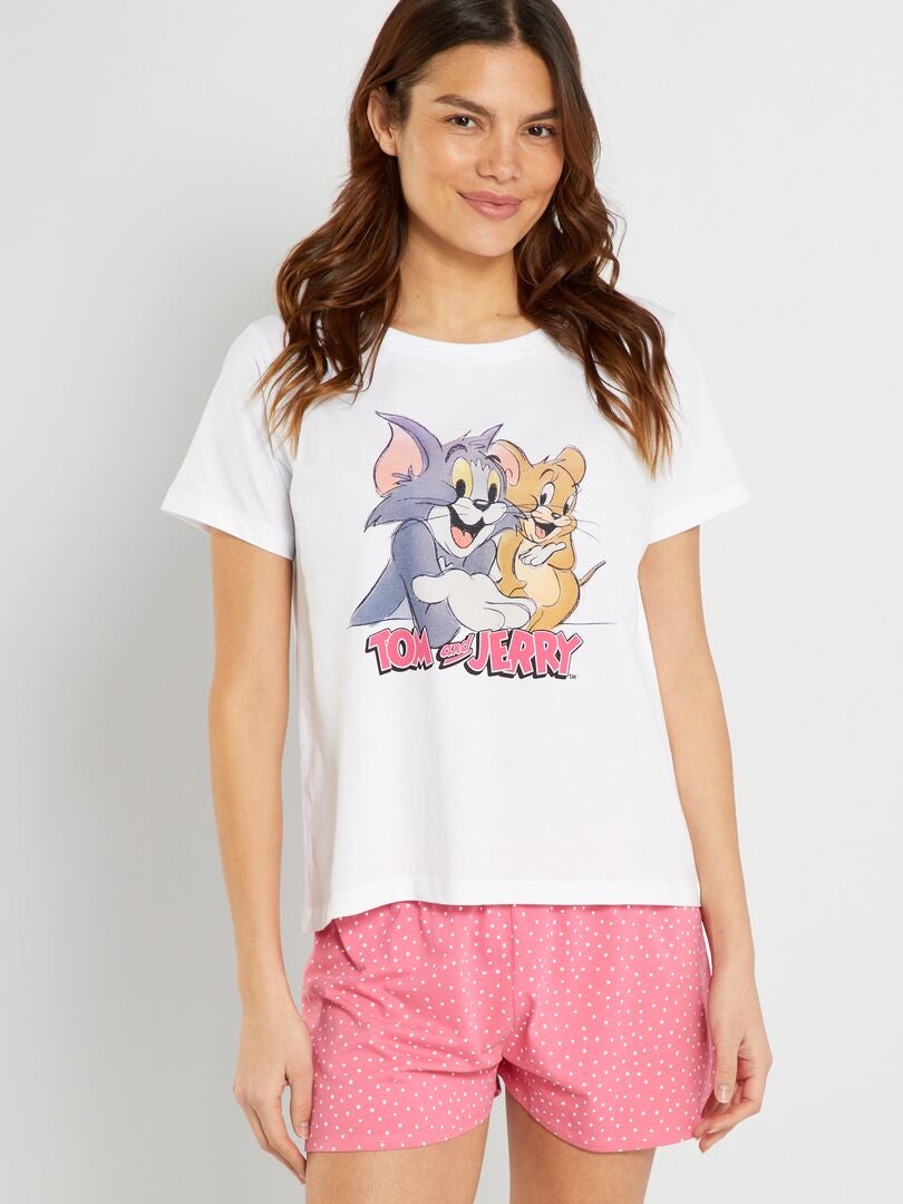 Pijama corto 'Tom y Jerry' - 2 piezas blanco/rosa - Kiabi