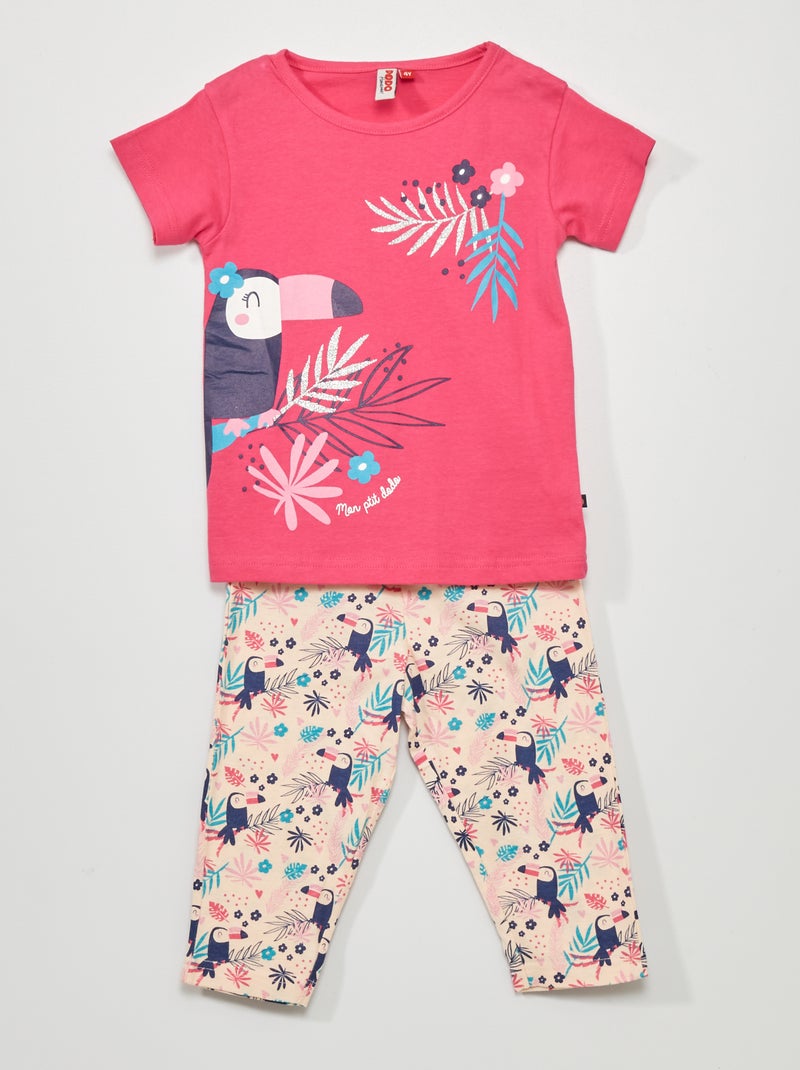 Pijama corto 'tucán' - 2 piezas ROSA - Kiabi