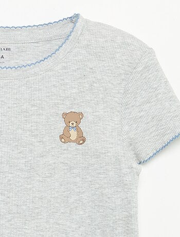 Pijama de 2 piezas - Camiseta de manga corta + pantalón de rayas