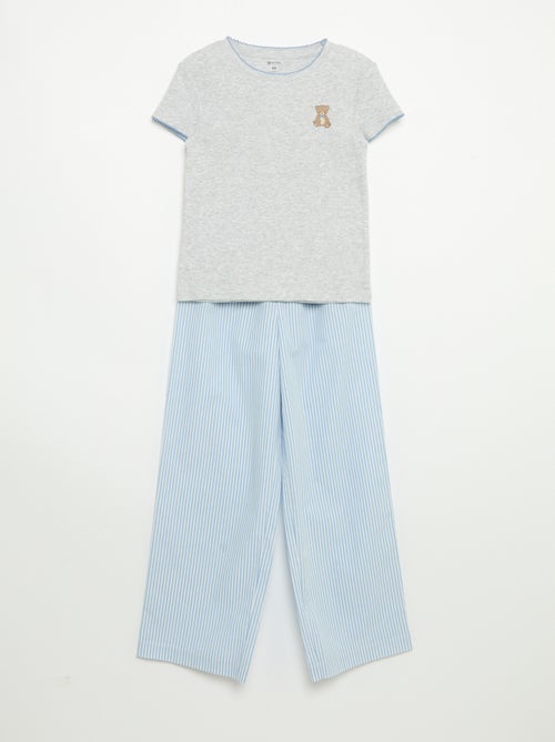 Pijama de 2 piezas - Camiseta de manga corta + pantalón de rayas - Kiabi Pijama de 2 piezas - Camiseta de manga corta + pantalón de rayas - Kiabi