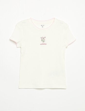Pijama de 2 piezas - Camiseta de manga corta + pantalón de rayas