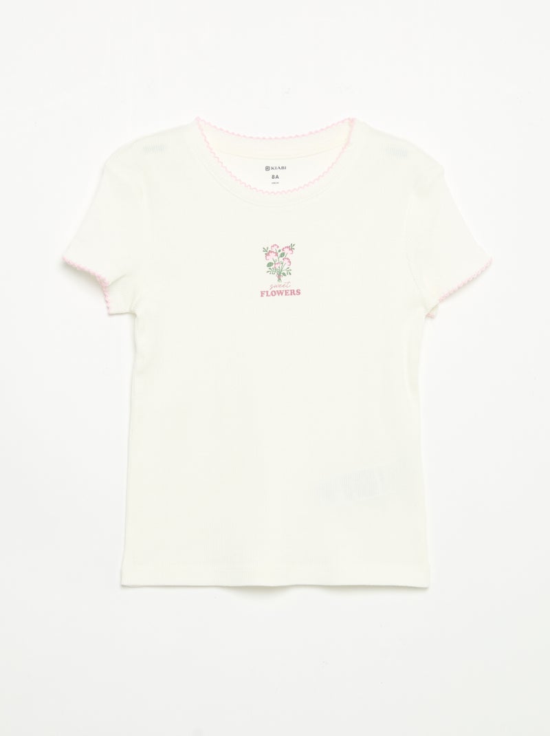 Pijama de 2 piezas - Camiseta de manga corta + pantalón de rayas Rosa - Kiabi