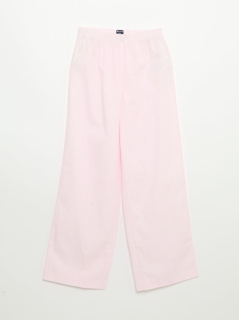 Pijama de 2 piezas - Camiseta de manga corta + pantalón de rayas Rosa - Kiabi