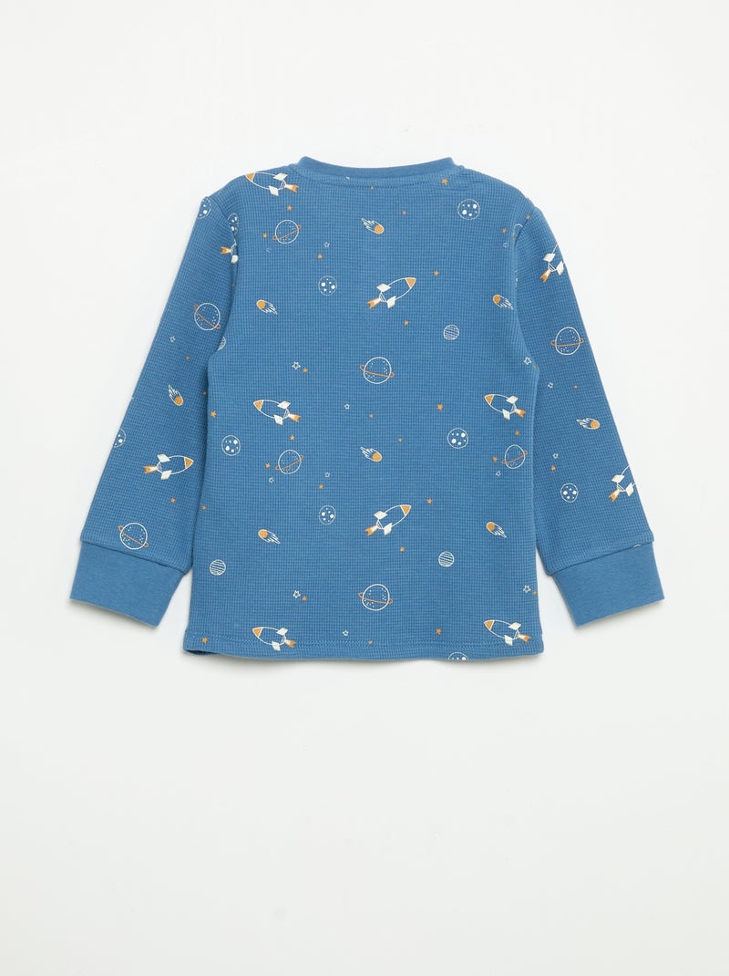 Pijama de 2 piezas - Camiseta de manga larga + pantalón Azul - Kiabi