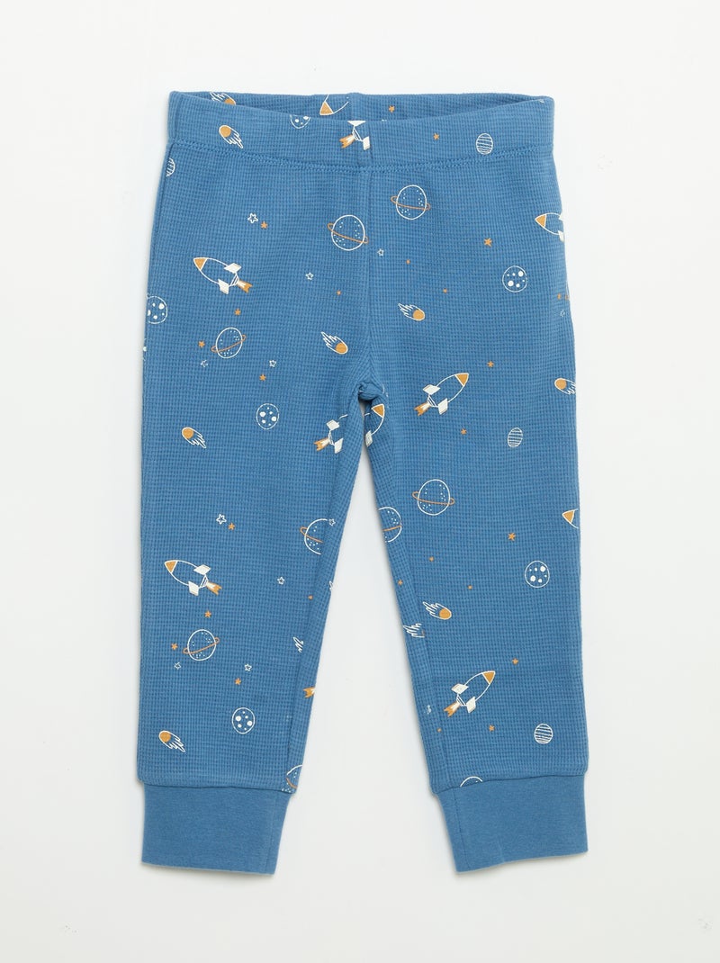 Pijama de 2 piezas - Camiseta de manga larga + pantalón Azul - Kiabi