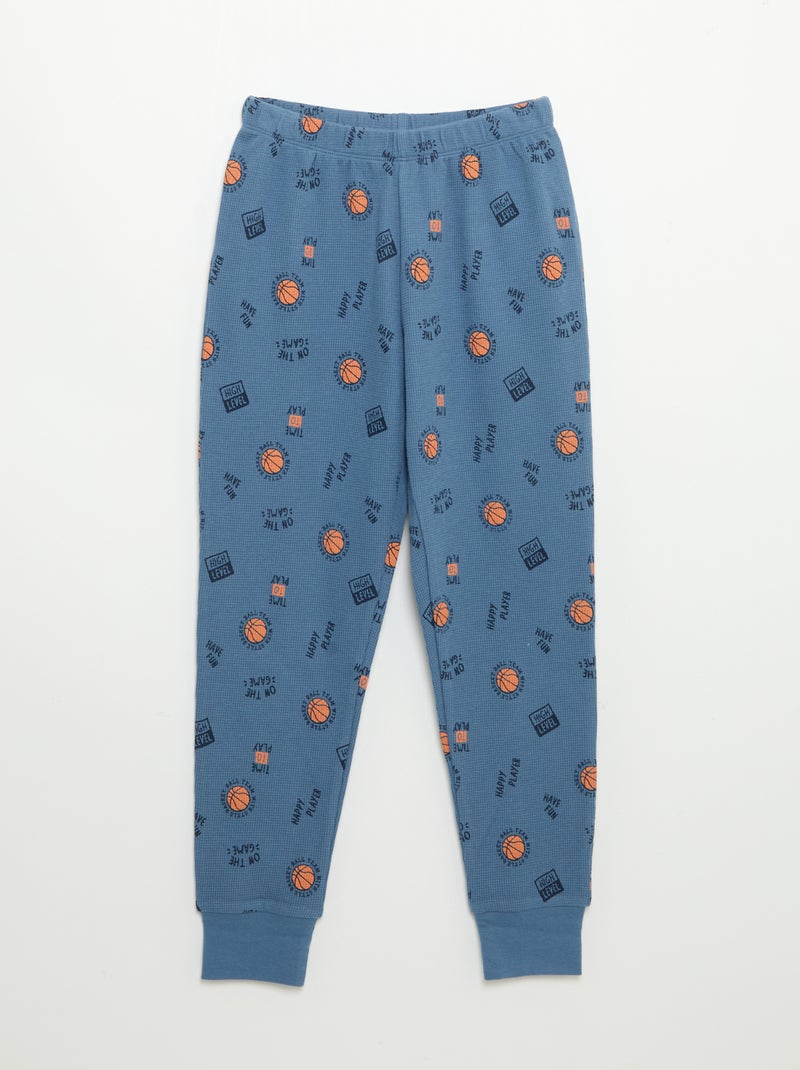 Pijama de 2 piezas - Camiseta de manga larga + pantalón Azul - Kiabi