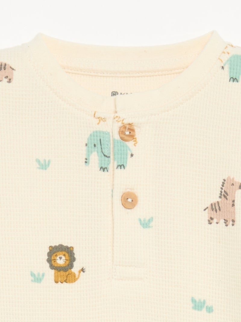 Pijama de 2 piezas - Camiseta de manga larga + pantalón Beige - Kiabi